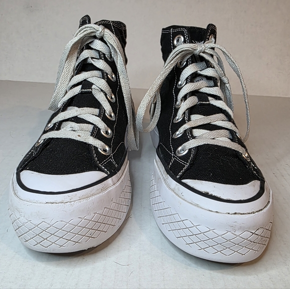 FILA Women's Black High-top Canvas Platform Sneakers - Picture 3 of 16